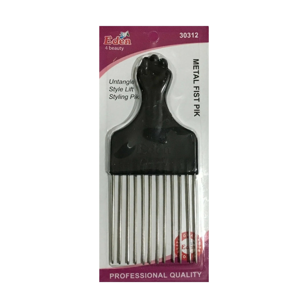 EDEN Metal Fist Hair Pik - Black (Individual - 12pcs)