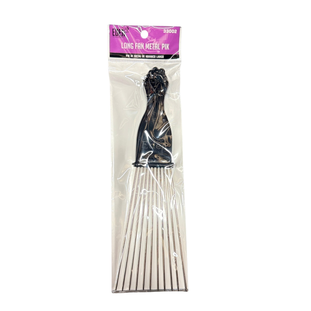EDEN 1pc Large Fan Metal Hair Pik - Black (12 pack)