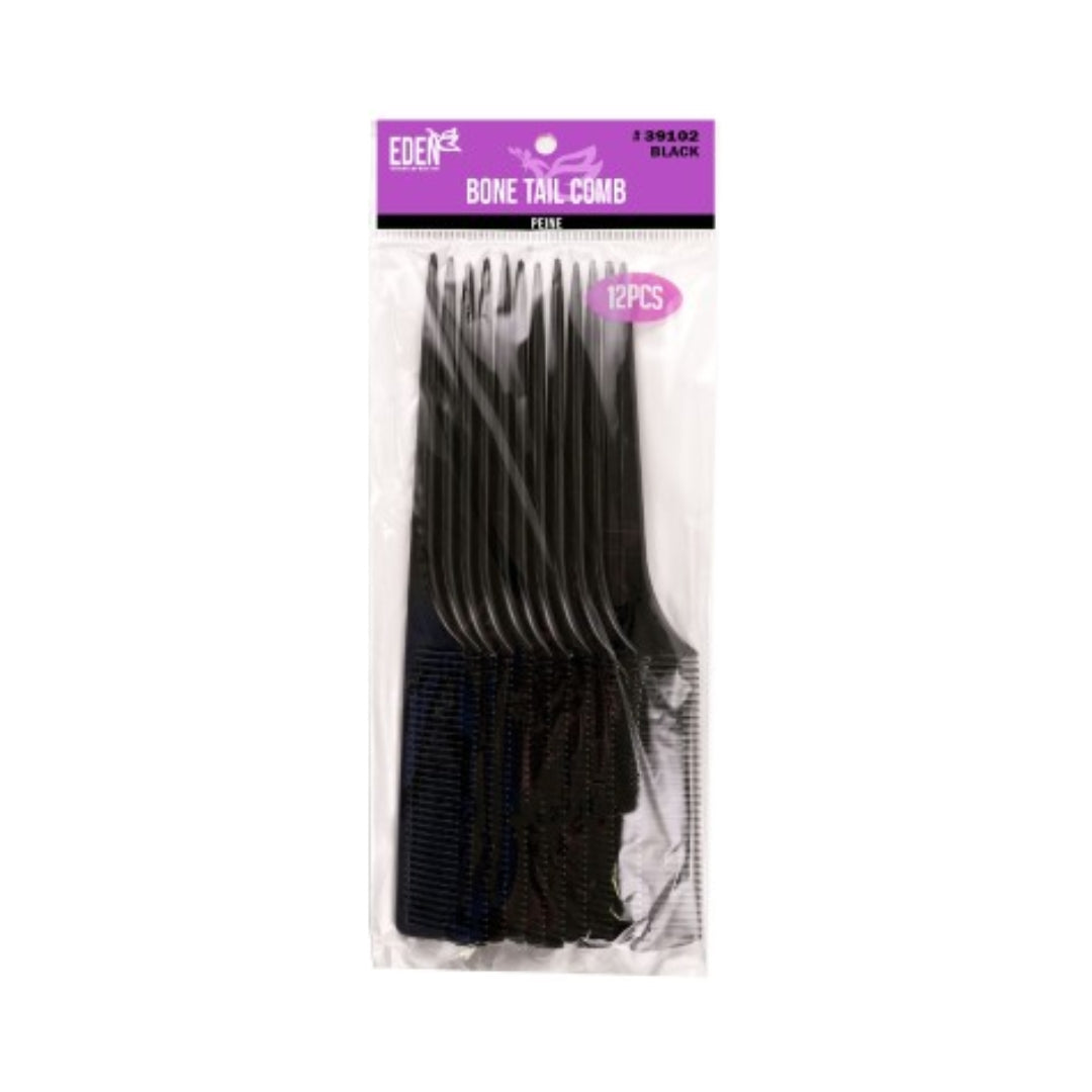 EDEN Bone Tail Comb - Black (12pcs)