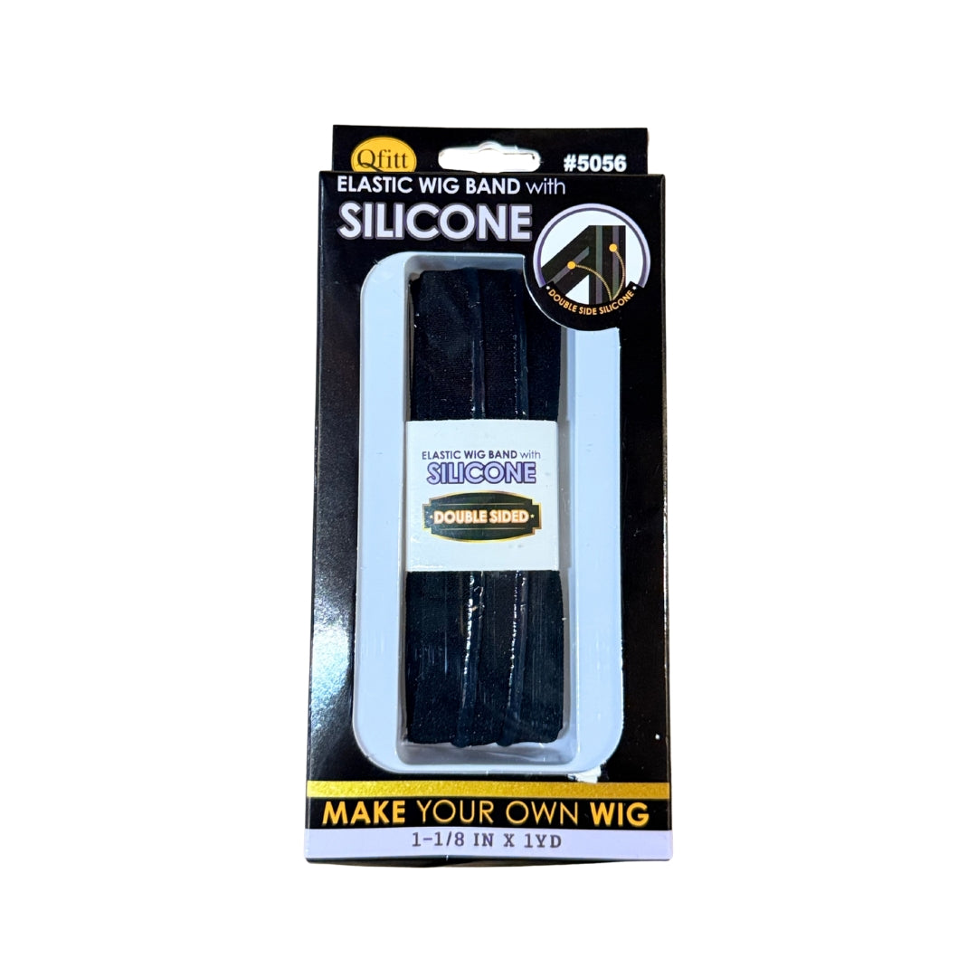 Elastic Wig Band, 1-1/8" x 1YD, W/ silicone, double side : BK (DZ/36DZ) (12 pcs)