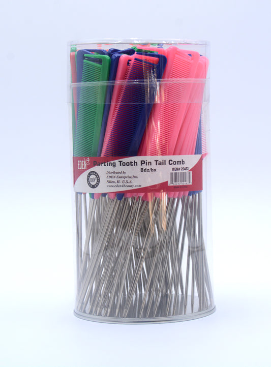 Parting Tooth Metal Pin Tail Comb-Black (96 pcs Jar)