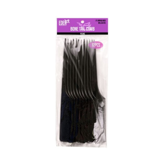 EDEN Bone Tail Comb - Black (12pcs)