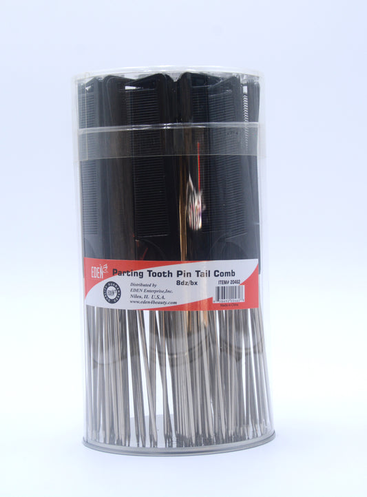 Parting Tooth Metal Pin Tail Comb-Black (96 pcs Jar)