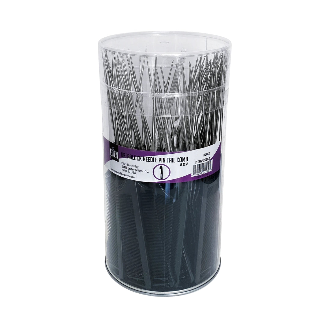 EDEN 8dz Dread Lock Needle Tail Comb Jar - Black – Hargell Distribution