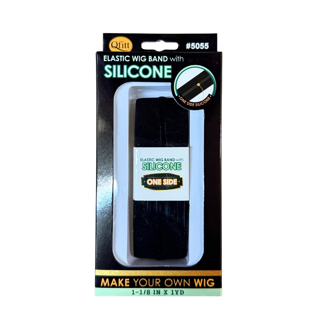 Elastic Wig Band, 1-1/8" x 1YD, W/ silicone, one side : BK (DZ/36DZ) (12 pcs)