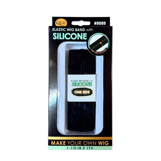 Elastic Wig Band, 1-1/8" x 1YD, W/ silicone, one side : BK (DZ/36DZ) (12 pcs)