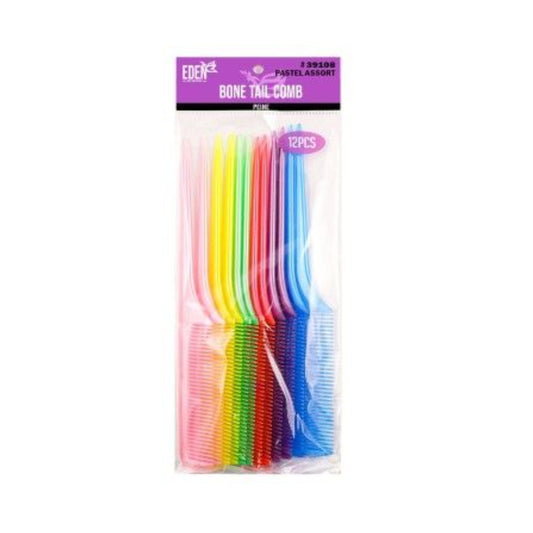 EDEN Bone Tail Comb - Pastel (12pcs)