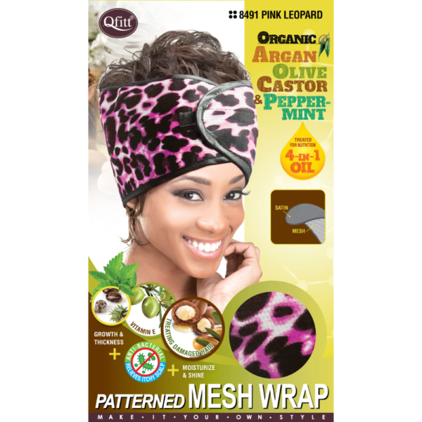 Patterned Mesh All Women's Head Wear, QFitt  - Leopard